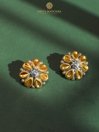 Nitya 925 Silver Two Tone Pear Earrings view 2