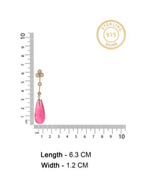 Pink Briolette Kundan Earrings: 925 Sterling Silver Gold Plated view 6
