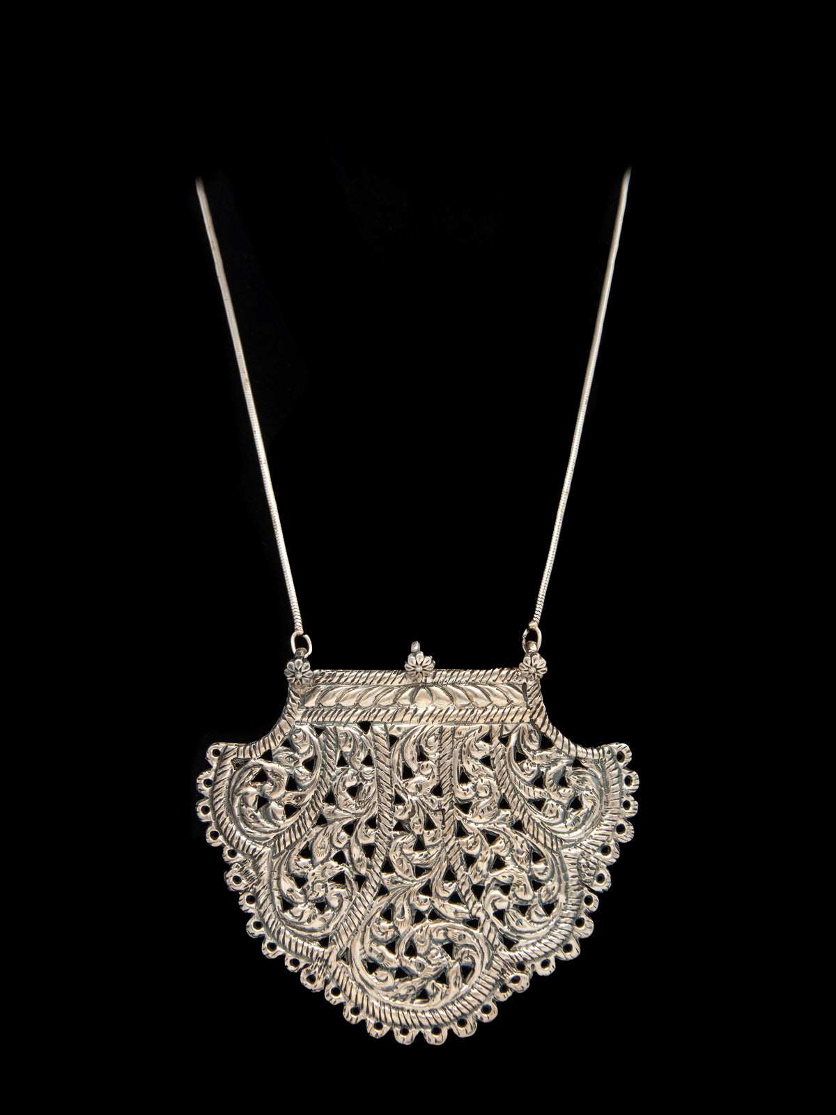 Chitai Charm: 925 Silver Hand-Embossed Everyday Wear Necklace view 2