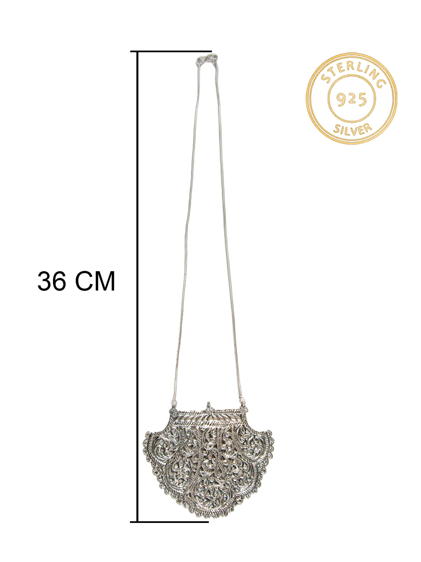 Chitai Charm: 925 Silver Hand-Embossed Everyday Wear Necklace
