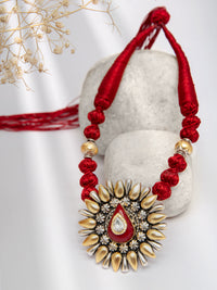 Crimson Coral Cascade: 925 Silver Red Coral Necklace view 1