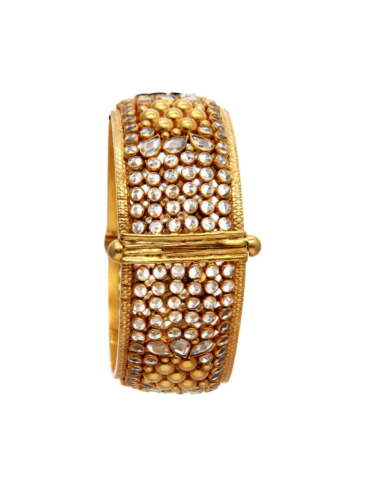 Golden Glow: 925 Silver Gold Plated Crystal Bangle view 4
