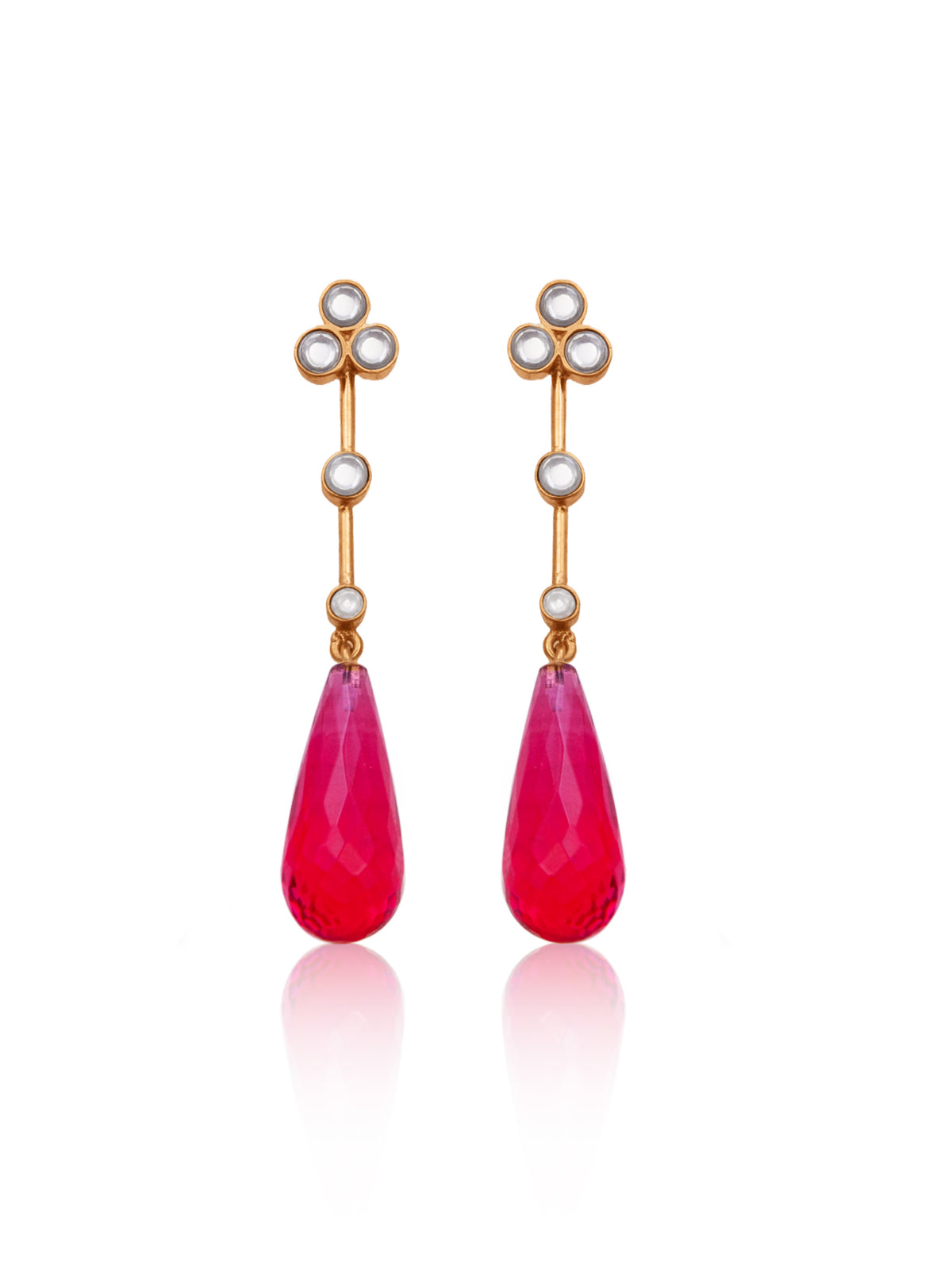 Pink Briolette Drop Kundan Delights view 3