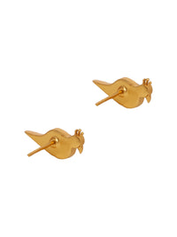 Swarnim Mayur Kundan Studs: 925 Sterling Silver Gold Plated Earrings view 4