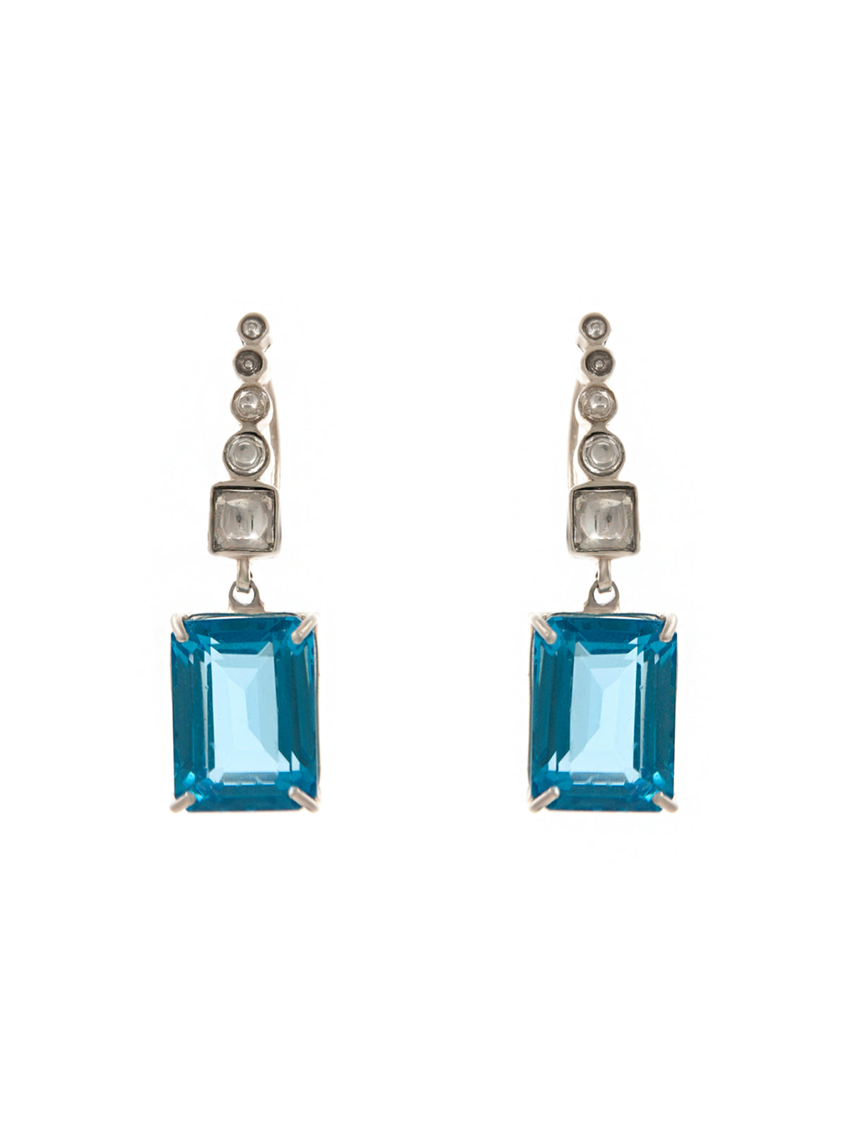 Topaz Sparkle Modern Kundan Earrings: 925 Sterling Silver view 2