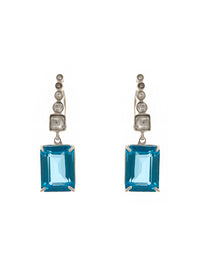 Topaz Sparkle Modern Kundan Earrings: 925 Sterling Silver view 2