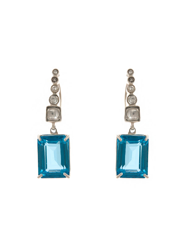 Topaz Sparkle Modern Kundan Earrings: 925 Sterling Silver alternate
