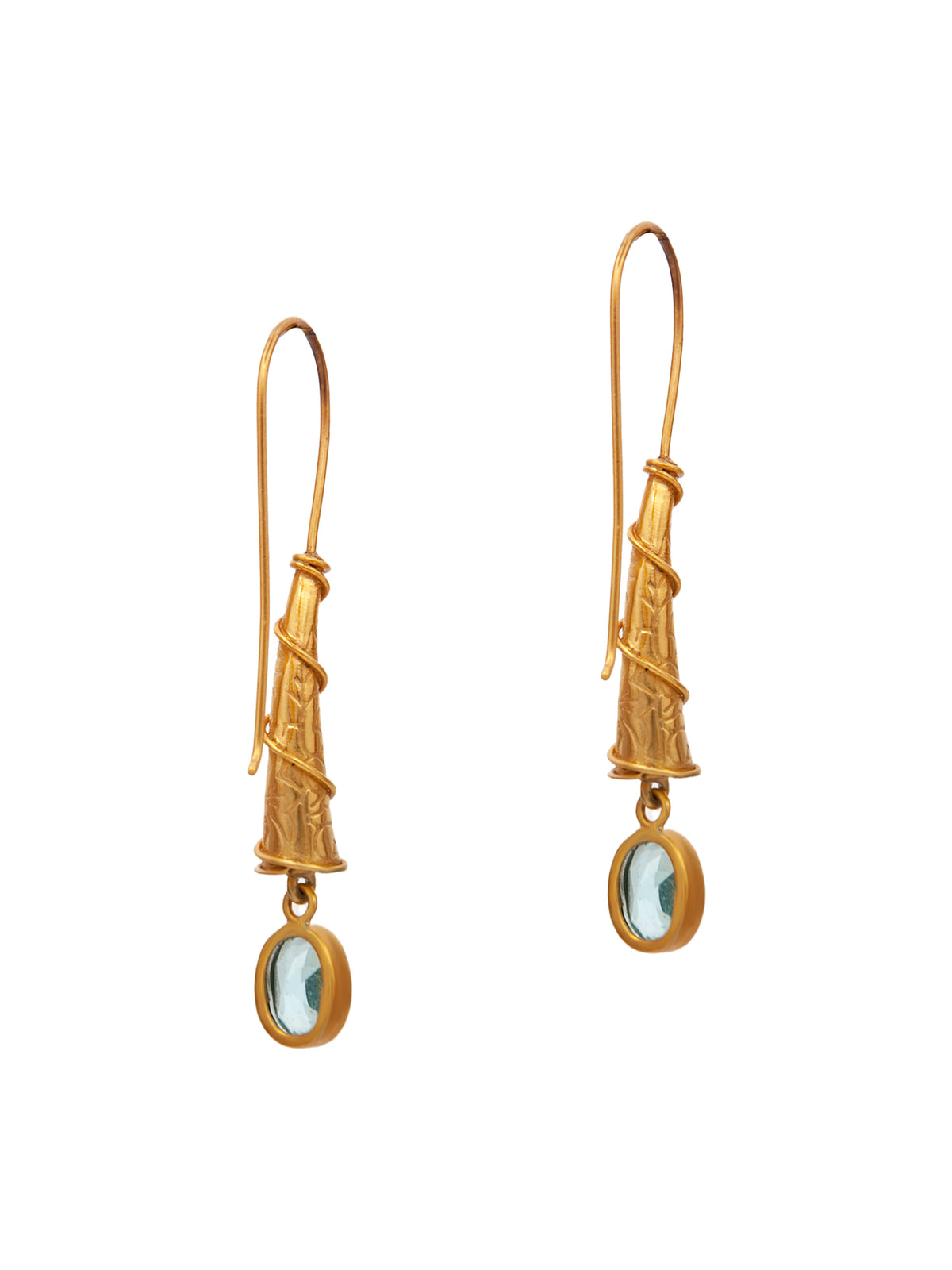Aqua Radiance Designer Dangler Earrings: 925 Sterling Silver Gold Plated view 4