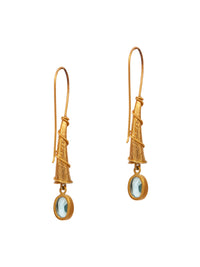 Aqua Radiance Designer Dangler Earrings: 925 Sterling Silver Gold Plated view 4