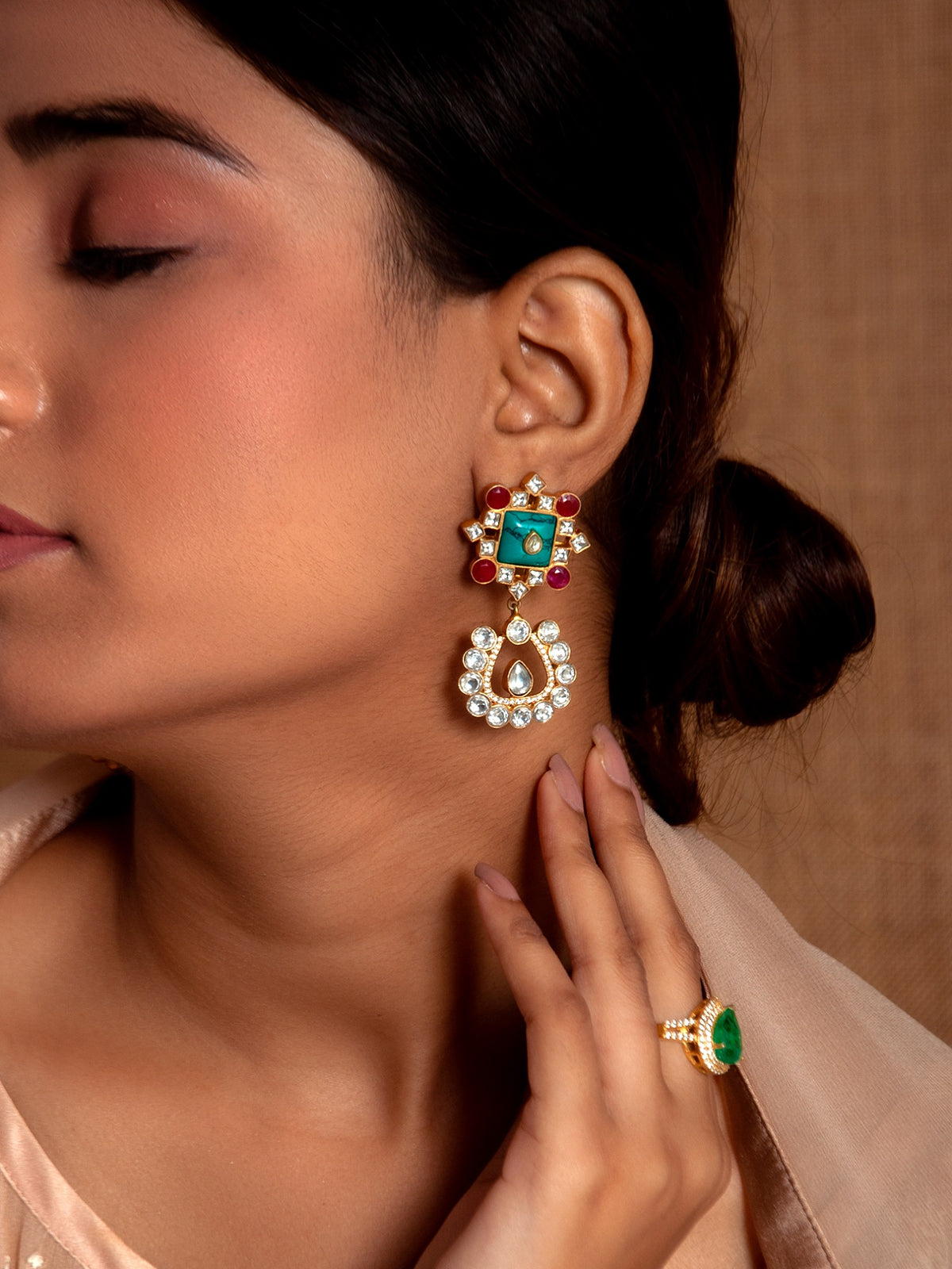 Sparkling Gemstone Fusion Earrings view 3