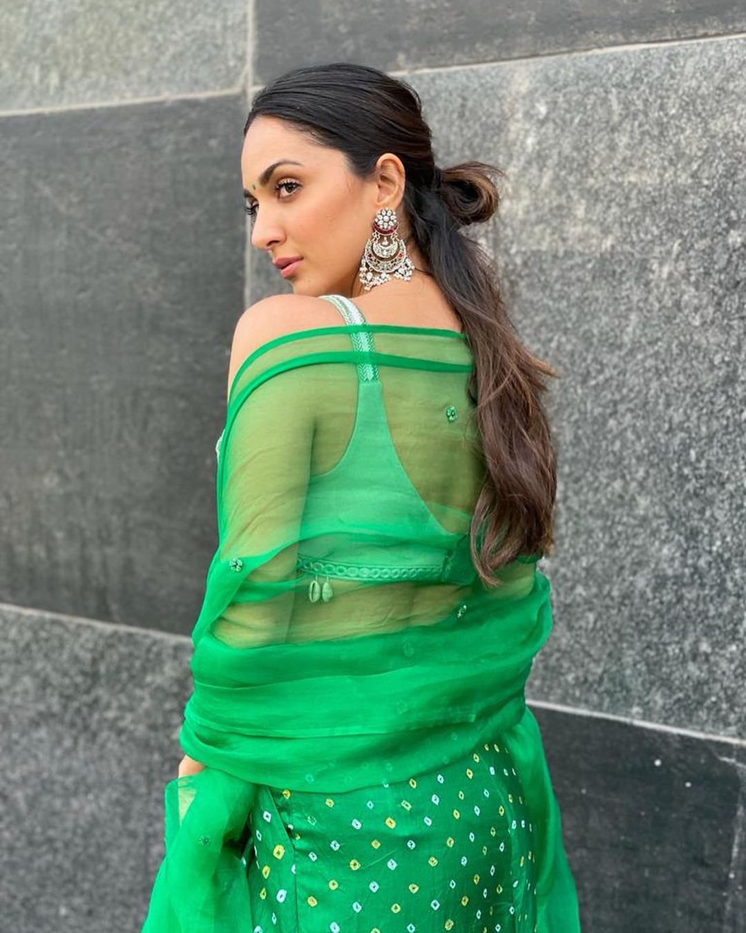 Kiara Advani in our 925 Sterling Silver Signature Kundan Chaandbalis view 1