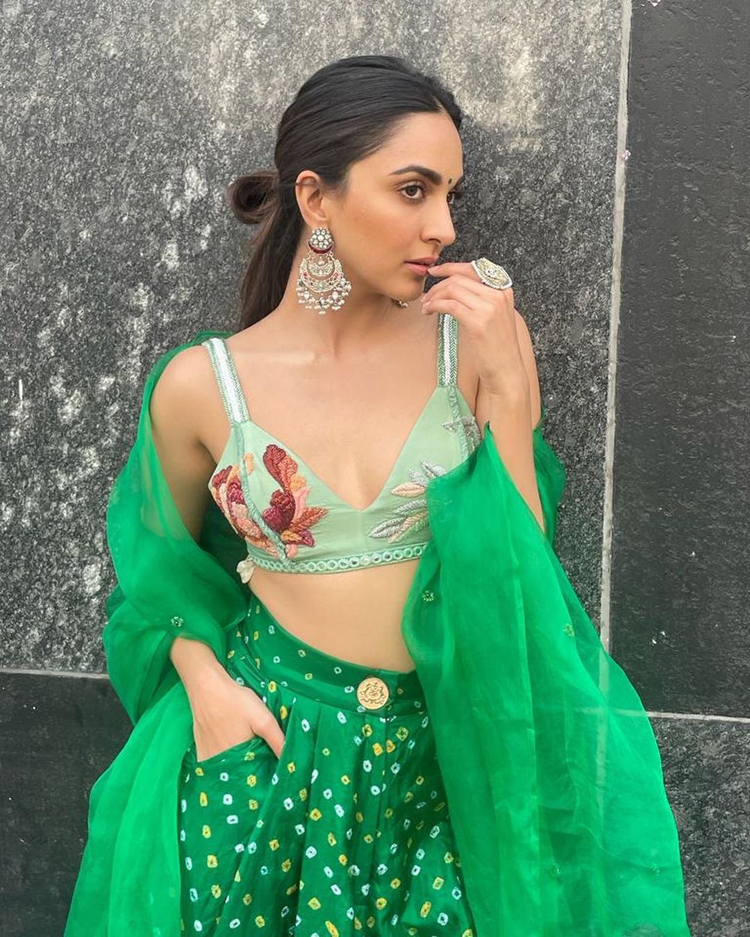 Kiara Advani in our 925 Sterling Silver Signature Kundan Chaandbalis view 2
