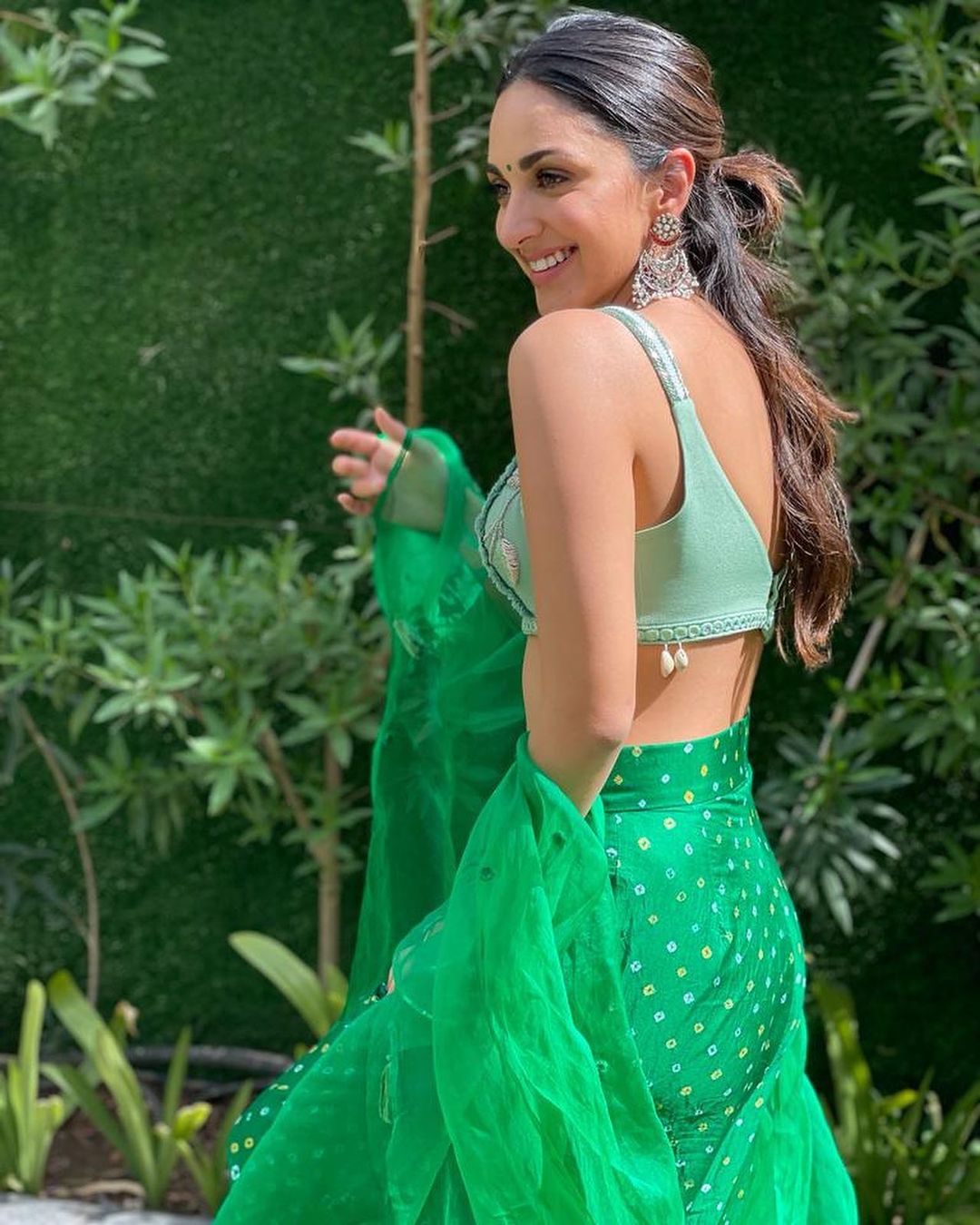 Kiara Advani in our 925 Sterling Silver Signature Kundan Chaandbalis view 3