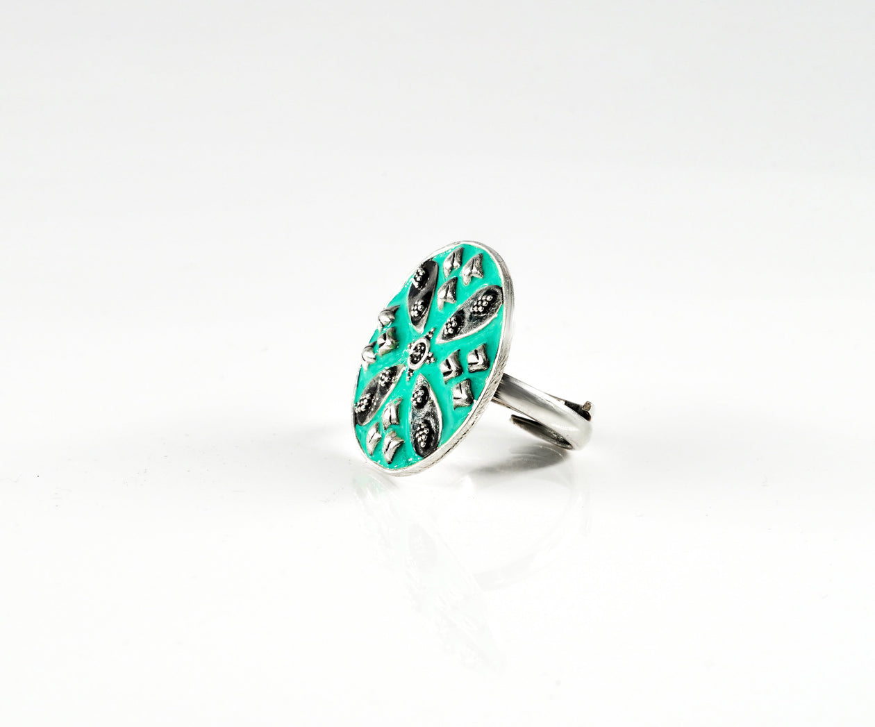Mystic Blue Meenakaari Ring - Neeta Boochra Jewellery