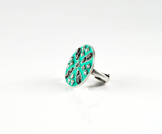 Mystic Blue Meenakaari Ring - Neeta Boochra Jewellery