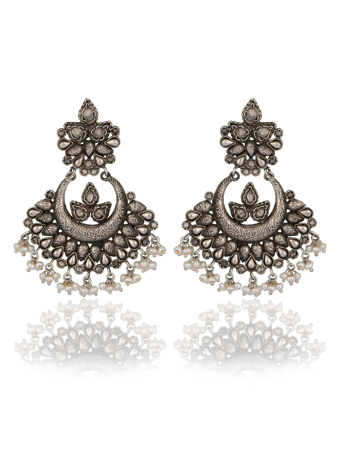 Sanya Malhotra 925 Sterling Silver Checker Earrings