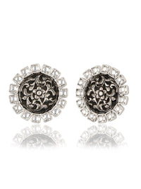 925 Sterling Silver Chitai Kundan Studs view 1