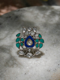 Multicolored Kundan Adjustable Ring view 1