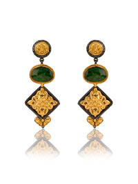NB Signature Green Sapphire Dual Tone Chitai Earrings view 1
