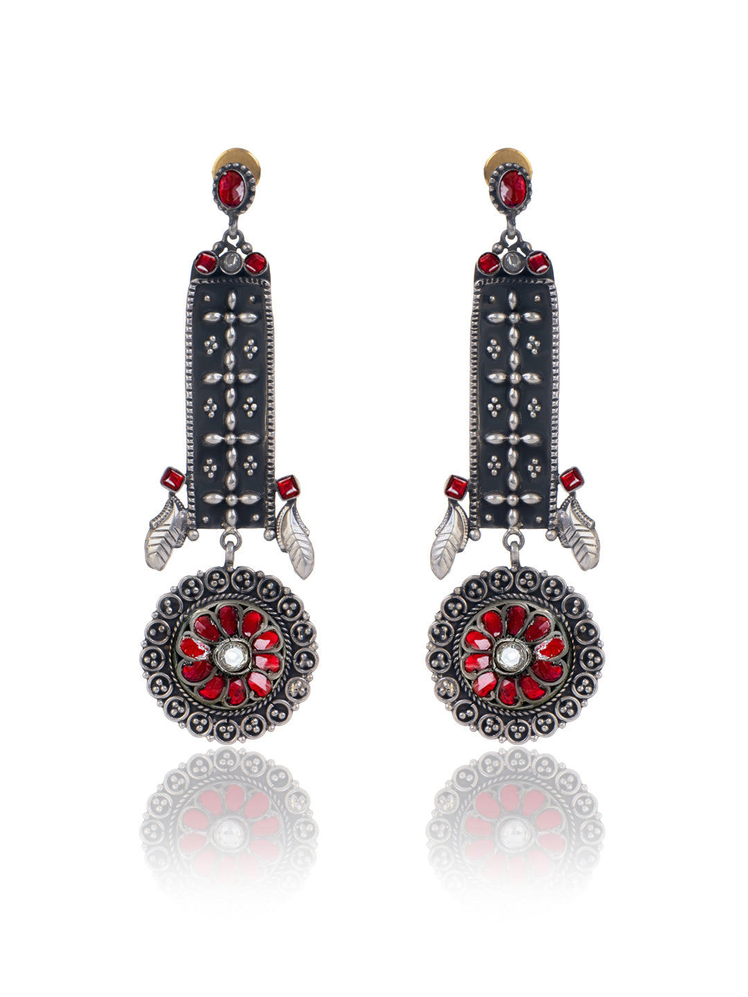 NB Signature Kundan Motif Earrings with Ruby view 1