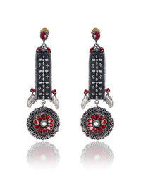 NB Signature Kundan Motif Earrings with Ruby view 1