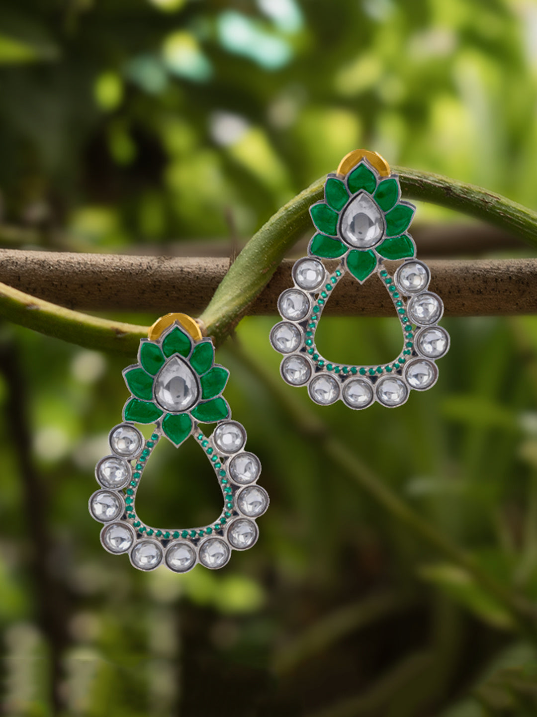 NB Signature Floral Kundan Earrings view 3