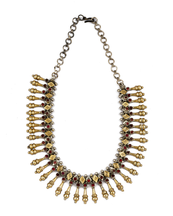 925 Sterling Silver Two Tone Necklace with Garnet alternate