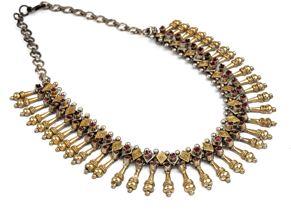 925 Sterling Silver Two Tone Necklace with Garnet view 3
