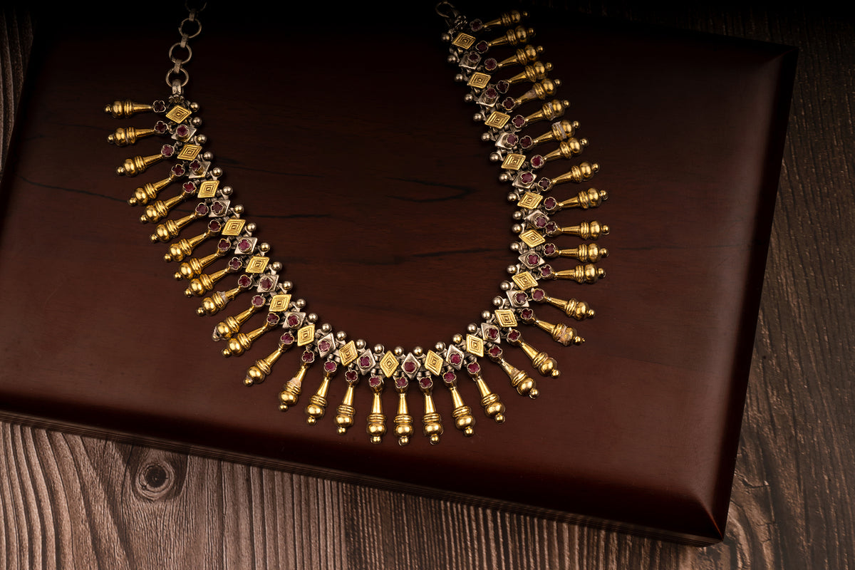 925 Sterling Silver Two Tone Necklace with Garnet view 5