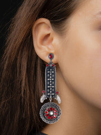 NB Signature Kundan Motif Earrings with Ruby view 2
