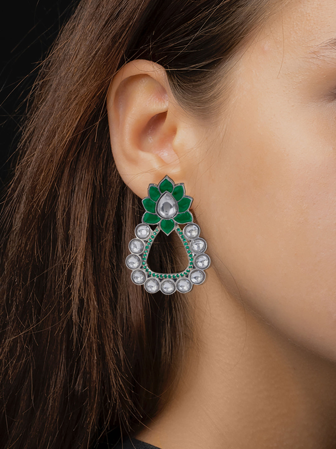 NB Signature Floral Kundan Earrings view 2
