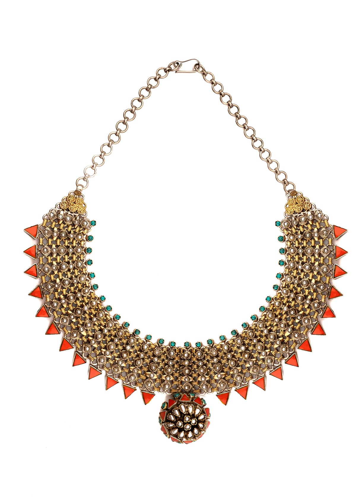 Nushrratt Bharuccha 925 Sterling Silver Two Tone Statement Necklace view 4