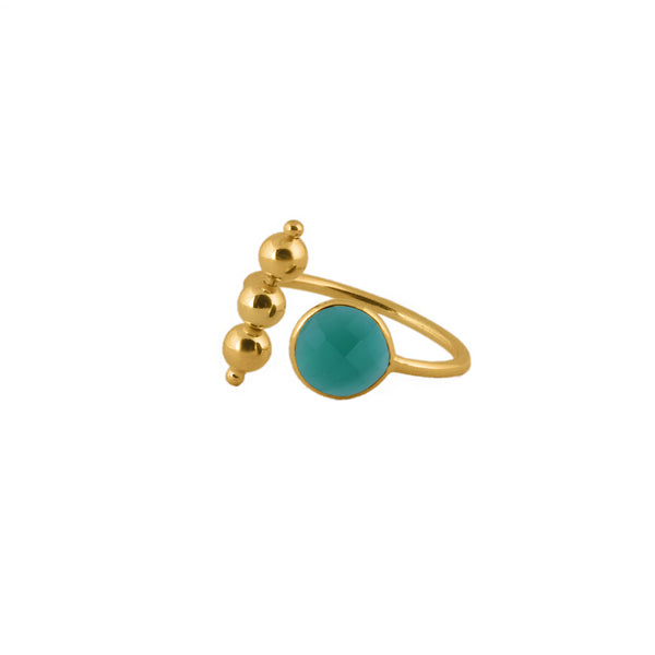 925 Silver Gold Plated Green Onyx Ring alternate