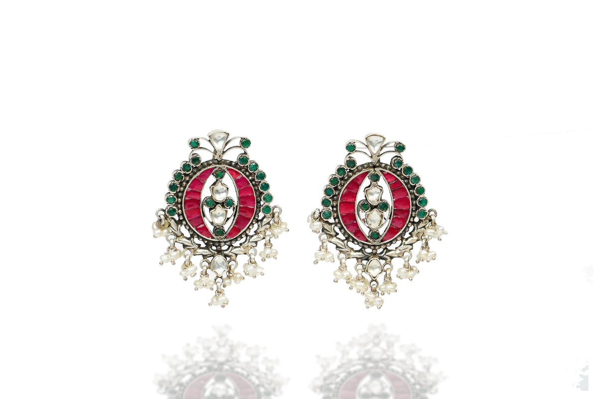 925 Silver Multicolor Statement Earrings view 1