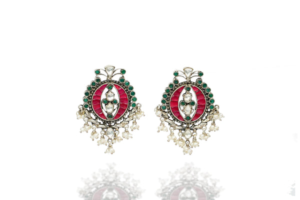 925 Silver Multicolor Statement Earrings