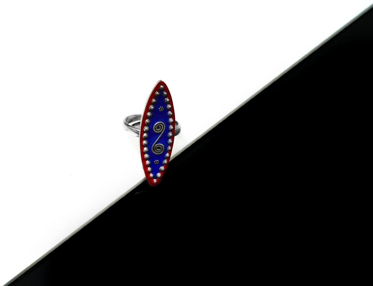 Myriad Blue and Red Long Ring view 3