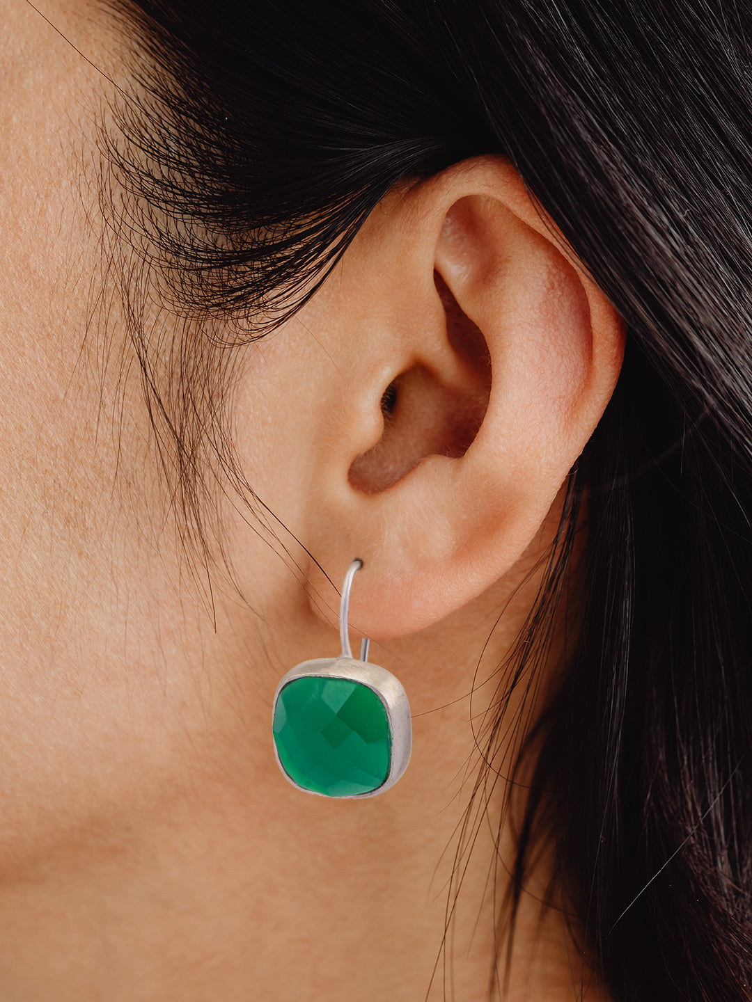 Green Onyx Dangler Earrings view 2