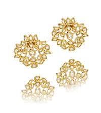 925 Silver Gold Plated Kundan Leaf Earrings view 3