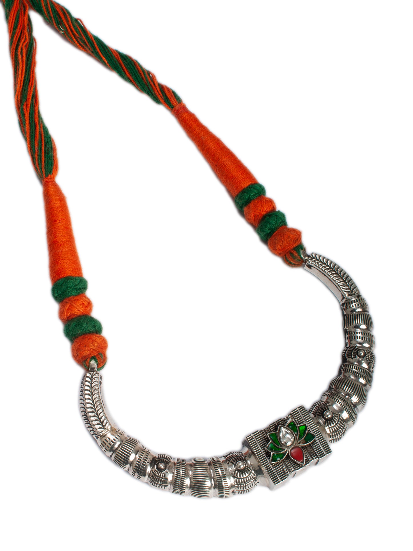 925 Sterling Silver Necklace With Multicolor Kundan