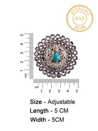 Silver Turquoise and Kundan Adjustable Ring view 4