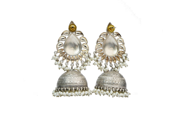 Silver Jhumkis with Pearls alternate