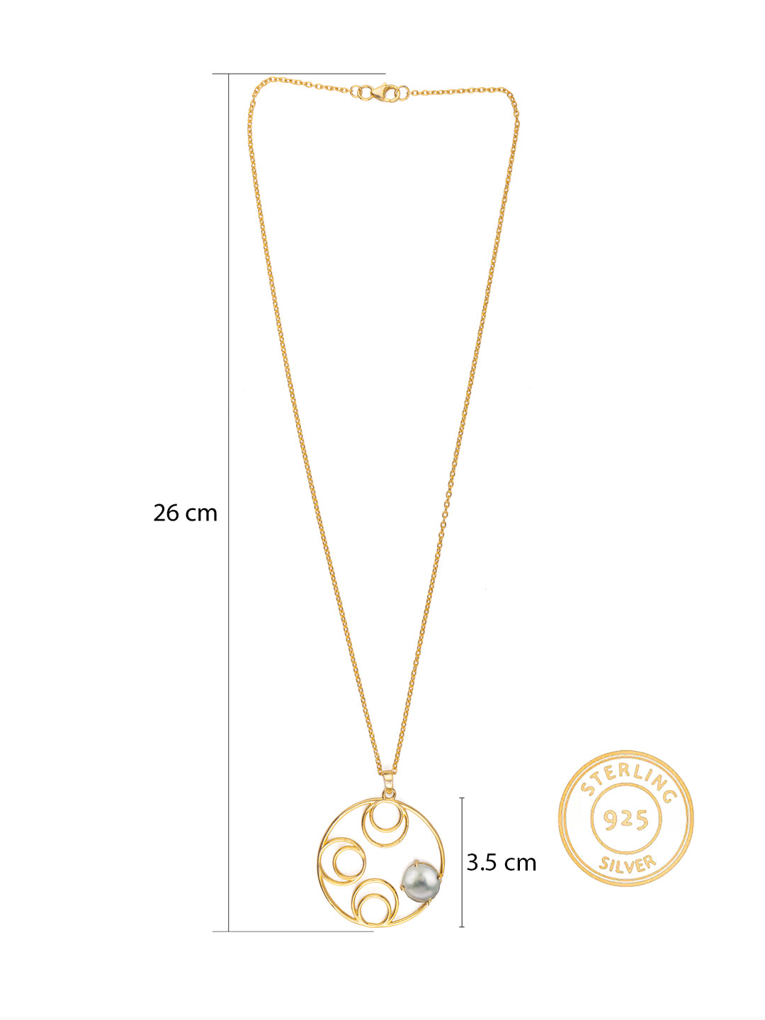 Gold Plated Circular Necklace with Pearl view 2