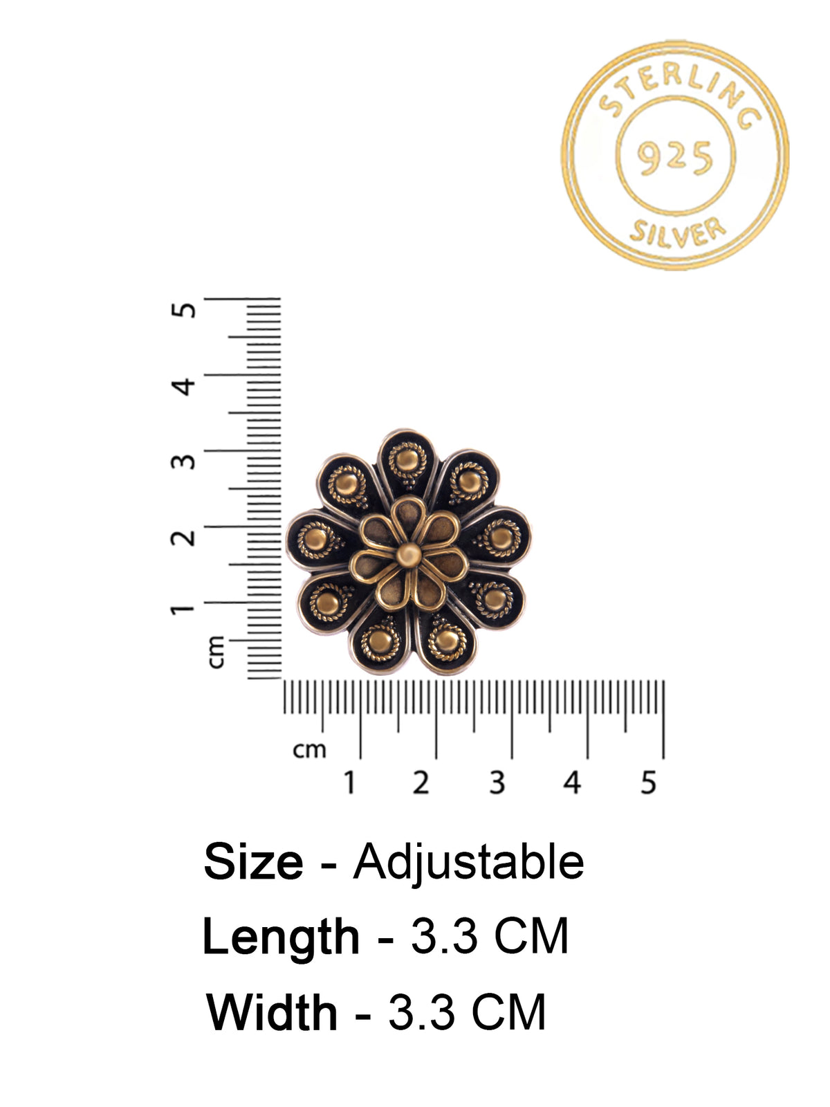 Svarnam Sunflower Adjustable Ring view 4