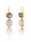 925 Sterling Silver Gold Plated Fish Hook Earrings with Labradorite and Rainbow Moonstone
