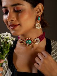 Svarnim Festive Turquoise Ruby Choker view 1