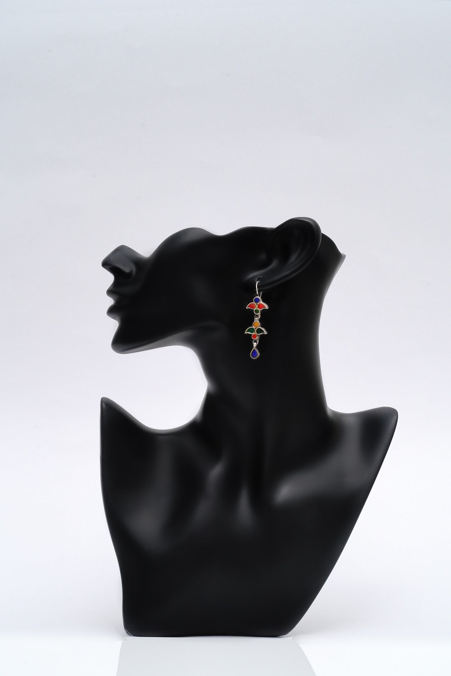 925 Silver Multicolor Glass Earrings - Neeta Boochra Jewellery