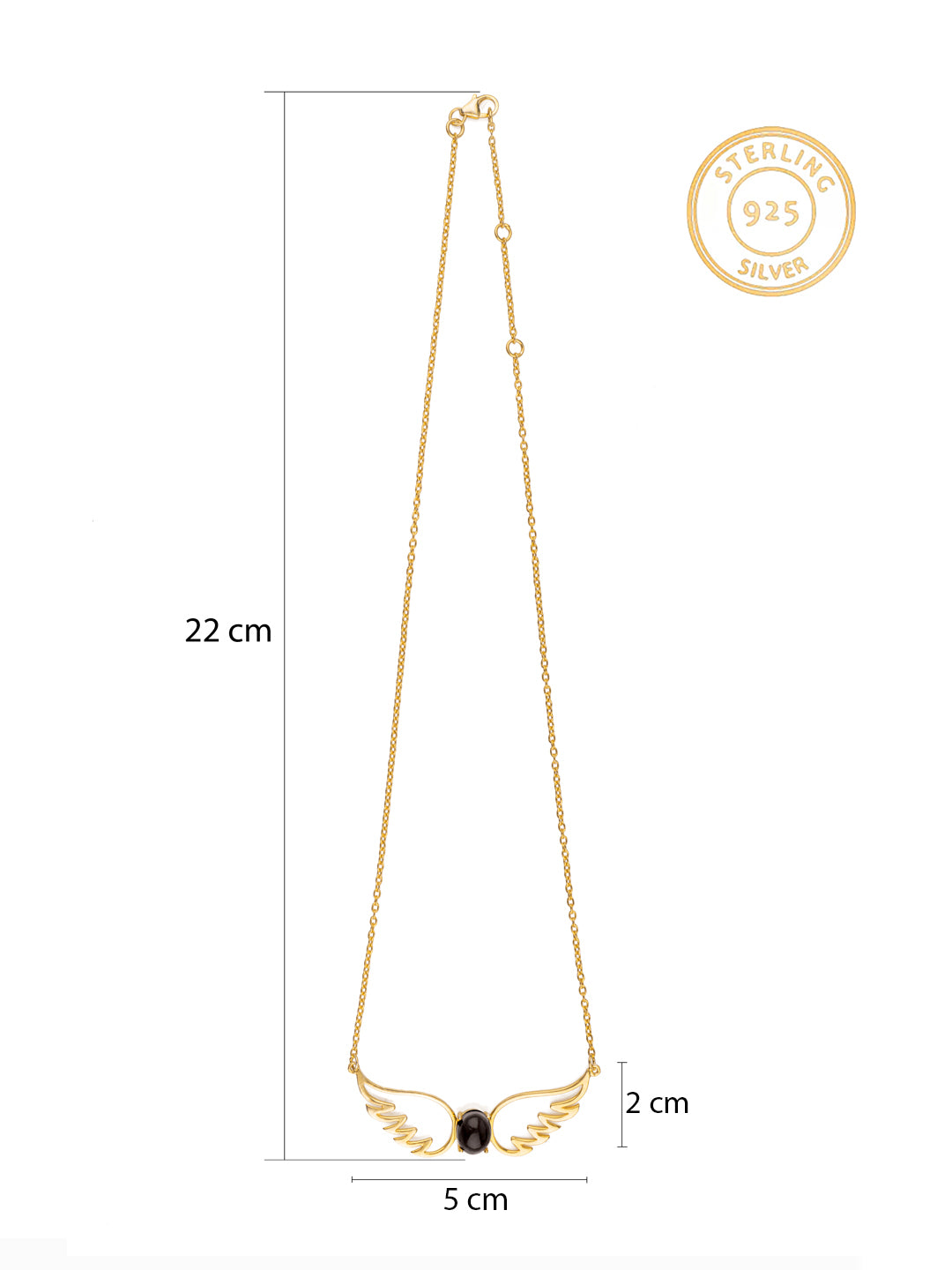 Dual Feather Black Onyx Gold Plated Necklace view 2