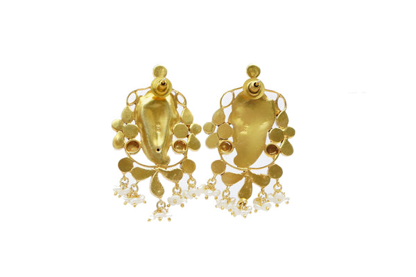 Silver Gold Plated Peacock Earrings with Kundan and Ruby alternate