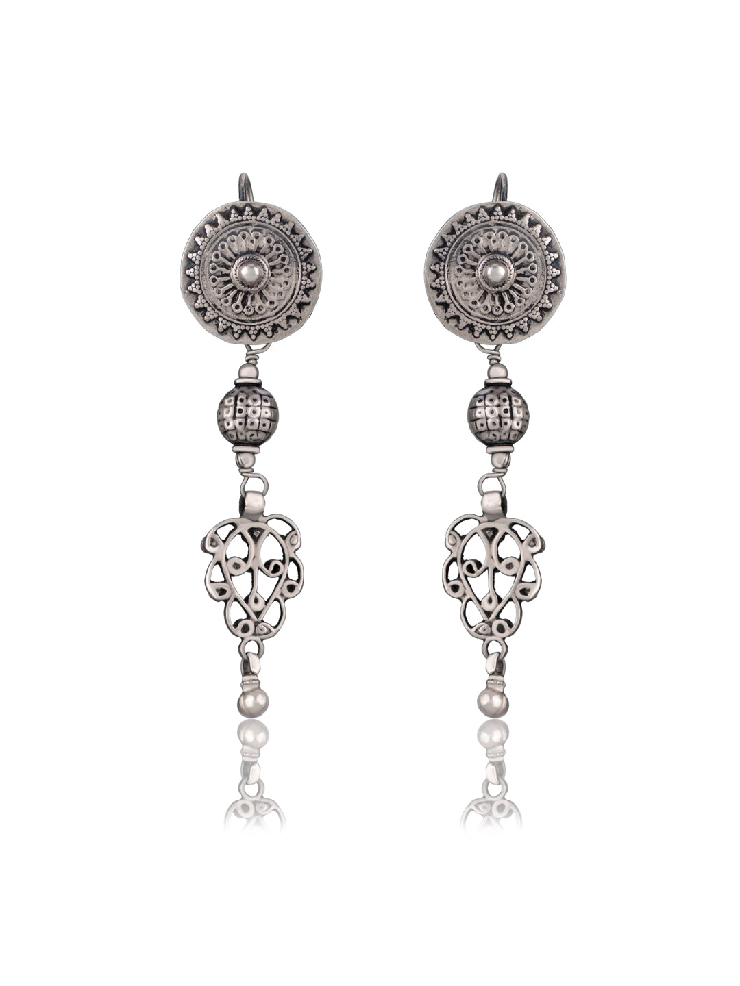 Antique 925 Silver Fine Work Earrings view 1