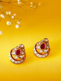 Svarnam Red and White Kundan Studs view 1